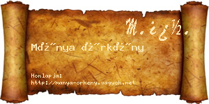 Mánya Örkény névjegykártya